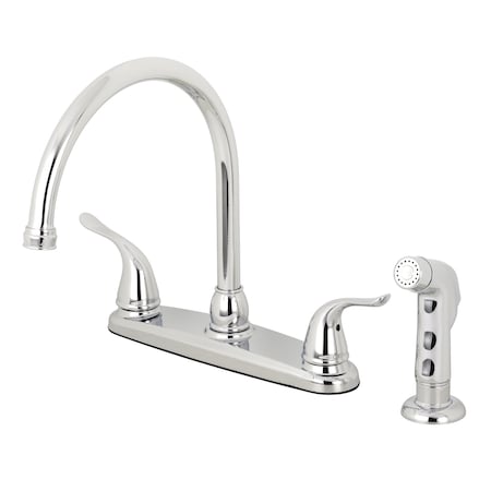 Kingston Brass 8" Centerset Kitchen Faucet W/ Sprayer, Chrome KB791YLSP